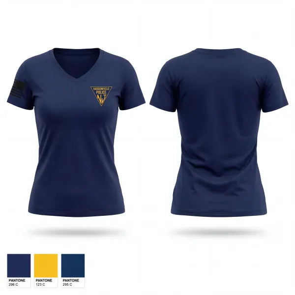 Womens Short Sleeve Vneck Shirt, Haddonfield Police, Police, Teamtime, Team time, sublimation, custom sports apparel, team uniforms, spirit wear, spiritwear, sports uniforms, custom shirts, team store, custom team store, fundraiser sports, apparel fundraiser