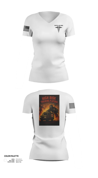 Womens Short Sleeve Vneck Shirt, 194th AR BDE HRT Medics, Army, Teamtime, Team time, sublimation, custom sports apparel, team uniforms, spirit wear, spiritwear, sports uniforms, custom shirts, team store, custom team store, fundraiser sports, apparel fundraiser