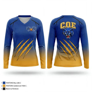 Womens Long Sleeve Vneck Shirt, C.O.E Blue Panthers, Men's Basketball, Teamtime, Team time, sublimation, custom sports apparel, team uniforms, spirit wear, spiritwear, sports uniforms, custom shirts, team store, custom team store, fundraiser sports, apparel fundraiser