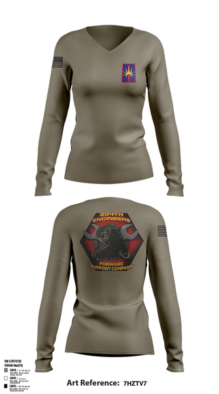 Womens Long Sleeve Vneck Shirt, 204thFSC, National Guard, Teamtime, Team time, sublimation, custom sports apparel, team uniforms, spirit wear, spiritwear, sports uniforms, custom shirts, team store, custom team store, fundraiser sports, apparel fundraiser