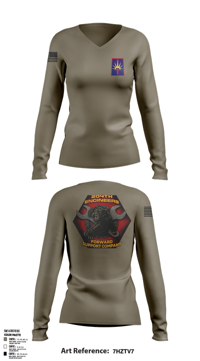 204thFSC 28842654 Women's Long Sleeve V-neck Shirt - 2