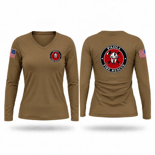 Womens Long Sleeve Vneck Shirt, Paoli Fire Dept, Fire Department, Teamtime, Team time, sublimation, custom sports apparel, team uniforms, spirit wear, spiritwear, sports uniforms, custom shirts, team store, custom team store, fundraiser sports, apparel fundraiser