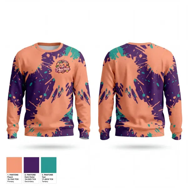 Crew Neck Sweatshirt, Pike County Peaches, Softball, Teamtime, Team time, sublimation, custom sports apparel, team uniforms, spirit wear, spiritwear, sports uniforms, custom shirts, team store, custom team store, fundraiser sports, apparel fundraiser