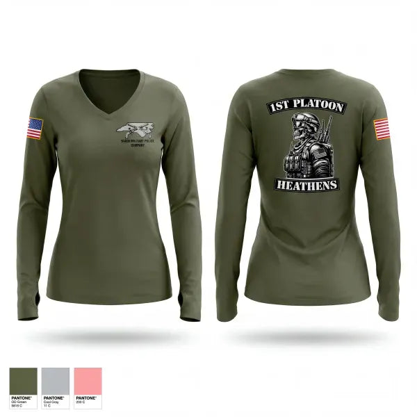 Womens Long Sleeve Vneck Shirt, 514th MP CO, Army, Teamtime, Team time, sublimation, custom sports apparel, team uniforms, spirit wear, spiritwear, sports uniforms, custom shirts, team store, custom team store, fundraiser sports, apparel fundraiser