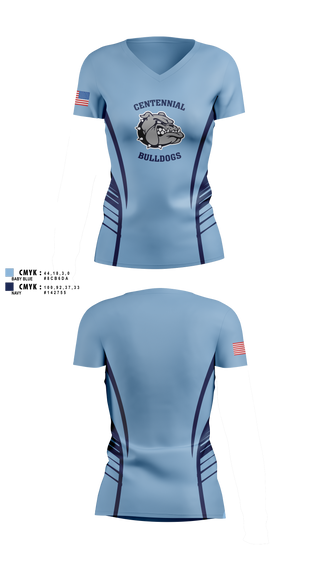 Womens Short Sleeve Vneck Shirt, Centennial Bulldogs, Marines, Teamtime, Team time, sublimation, custom sports apparel, team uniforms, spirit wear, spiritwear, sports uniforms, custom shirts, team store, custom team store, fundraiser sports, apparel fundraiser
