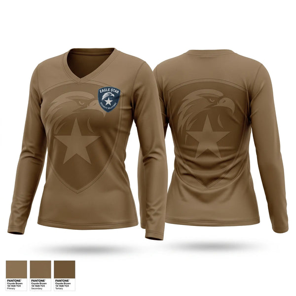 Womens Long Sleeve Vneck Shirt, Eagle Star Security Solutions, , Teamtime, Team time, sublimation, custom sports apparel, team uniforms, spirit wear, spiritwear, sports uniforms, custom shirts, team store, custom team store, fundraiser sports, apparel fundraiser