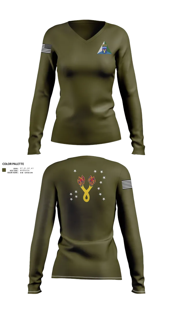 Womens Long Sleeve Vneck Shirt, 196th IN BDE (JPMRC), , Teamtime, Team time, sublimation, custom sports apparel, team uniforms, spirit wear, spiritwear, sports uniforms, custom shirts, team store, custom team store, fundraiser sports, apparel fundraiser