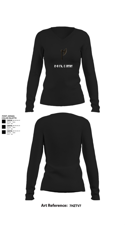 2-8 FA, C BTRY 92063825 Women's Long Sleeve V-neck Shirt - 22