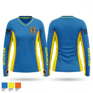 Womens Long Sleeve Vneck Shirt, Cochise County Search and Rescue, EMS/EMT, Teamtime, Team time, sublimation, custom sports apparel, team uniforms, spirit wear, spiritwear, sports uniforms, custom shirts, team store, custom team store, fundraiser sports, apparel fundraiser