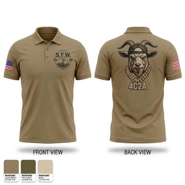 Short Sleeve Performance Polo, S.F.W (4C2A), Army, Teamtime, Team time, sublimation, custom sports apparel, team uniforms, spirit wear, spiritwear, sports uniforms, custom shirts, team store, custom team store, fundraiser sports, apparel fundraiser