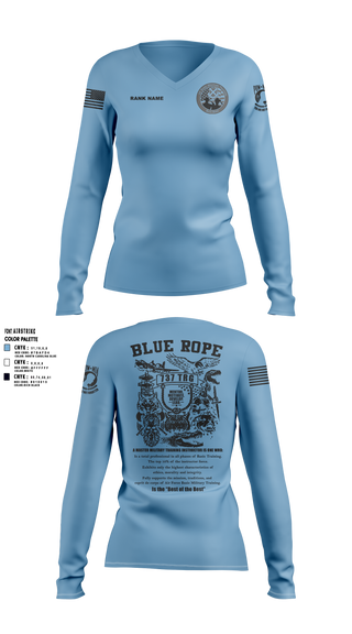 Womens Long Sleeve Vneck Shirt, Blue Rope Association, Air Force, Teamtime, Team time, sublimation, custom sports apparel, team uniforms, spirit wear, spiritwear, sports uniforms, custom shirts, team store, custom team store, fundraiser sports, apparel fundraiser