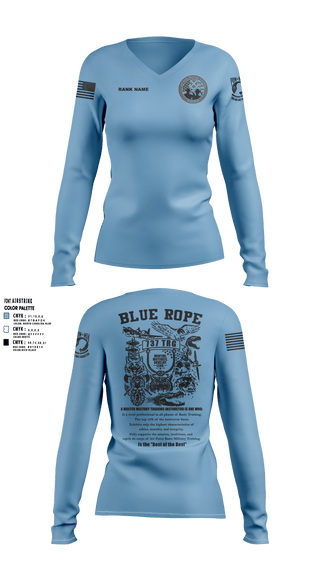 Womens Long Sleeve Vneck Shirt, Blue Rope Association, Air Force, Teamtime, Team time, sublimation, custom sports apparel, team uniforms, spirit wear, spiritwear, sports uniforms, custom shirts, team store, custom team store, fundraiser sports, apparel fundraiser