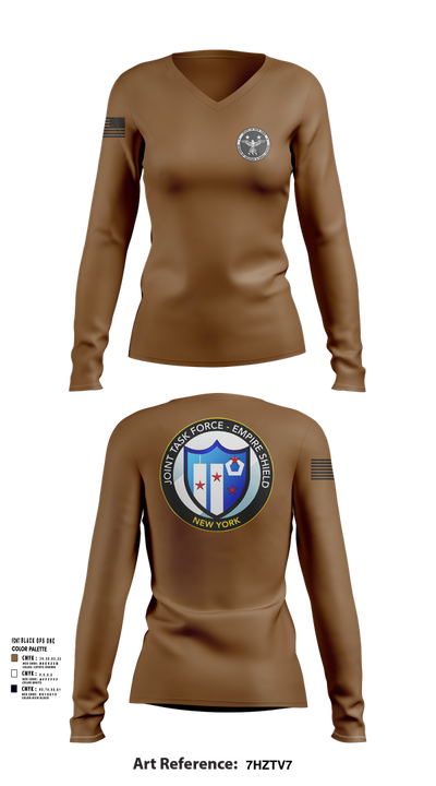 Empire Shield 55309302 Women's Long Sleeve V-neck Shirt - 101