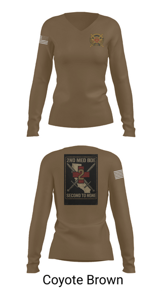 Womens Long Sleeve Vneck Shirt, 2nd Medical Brigade, , Teamtime, Team time, sublimation, custom sports apparel, team uniforms, spirit wear, spiritwear, sports uniforms, custom shirts, team store, custom team store, fundraiser sports, apparel fundraiser