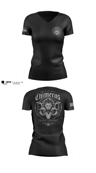 Womens Short Sleeve Vneck Shirt, Bravo Company, 401st Cyber Battalion, Army, Teamtime, Team time, sublimation, custom sports apparel, team uniforms, spirit wear, spiritwear, sports uniforms, custom shirts, team store, custom team store, fundraiser sports, apparel fundraiser