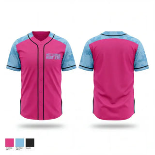 Full Button Baseball Jersey, West Georgia Hustlers, Baseball, Teamtime, Team time, sublimation, custom sports apparel, team uniforms, spirit wear, spiritwear, sports uniforms, custom shirts, team store, custom team store, fundraiser sports, apparel fundraiser