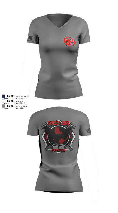Cy creek fire 22 83530628 Women's Short Sleeve V-neck Shirt - 2