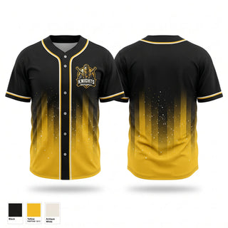 Full Button Baseball Jersey, Golden Knights, Baseball, Teamtime, Team time, sublimation, custom sports apparel, team uniforms, spirit wear, spiritwear, sports uniforms, custom shirts, team store, custom team store, fundraiser sports, apparel fundraiser