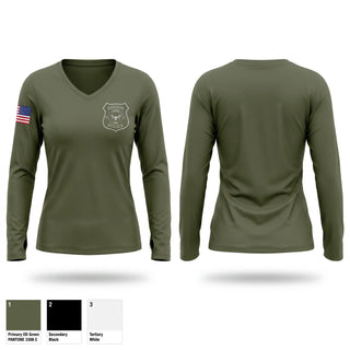 Womens Long Sleeve Vneck Shirt, DRONE, Police, Teamtime, Team time, sublimation, custom sports apparel, team uniforms, spirit wear, spiritwear, sports uniforms, custom shirts, team store, custom team store, fundraiser sports, apparel fundraiser