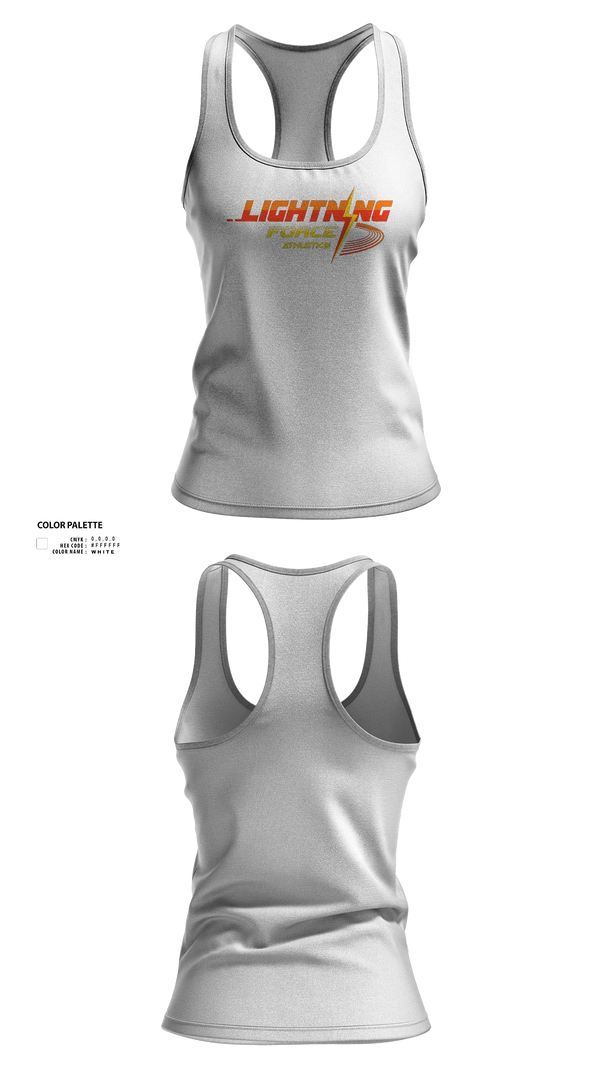 Womens Track Singlet, Lightning Force Athletics, Track & Field, Teamtime, Team time, sublimation, custom sports apparel, team uniforms, spirit wear, spiritwear, sports uniforms, custom shirts, team store, custom team store, fundraiser sports, apparel fundraiser