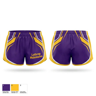 Womens Shorts, Lathrop Malemutes, Women's Basketball, Teamtime, Team time, sublimation, custom sports apparel, team uniforms, spirit wear, spiritwear, sports uniforms, custom shirts, team store, custom team store, fundraiser sports, apparel fundraiser