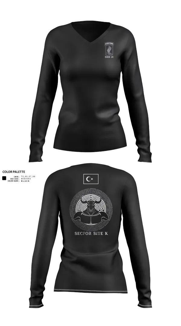 Womens Long Sleeve Vneck Shirt, 173RD ABN, Army, Teamtime, Team time, sublimation, custom sports apparel, team uniforms, spirit wear, spiritwear, sports uniforms, custom shirts, team store, custom team store, fundraiser sports, apparel fundraiser