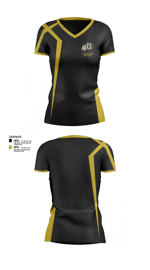 Womens Short Sleeve Vneck Shirt, Gaffney High School Golf, Golf, Teamtime, Team time, sublimation, custom sports apparel, team uniforms, spirit wear, spiritwear, sports uniforms, custom shirts, team store, custom team store, fundraiser sports, apparel fundraiser