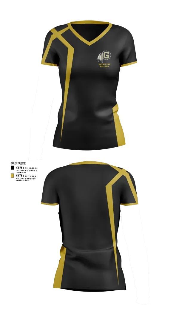 Womens Short Sleeve Vneck Shirt, Gaffney High School Golf, Golf, Teamtime, Team time, sublimation, custom sports apparel, team uniforms, spirit wear, spiritwear, sports uniforms, custom shirts, team store, custom team store, fundraiser sports, apparel fundraiser