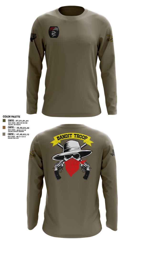 Long Sleeve Performance Shirt, 6-9 bandit troop, Army, Teamtime, Team time, sublimation, custom sports apparel, team uniforms, spirit wear, spiritwear, sports uniforms, custom shirts, team store, custom team store, fundraiser sports, apparel fundraiser