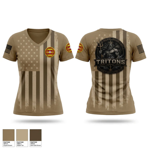 Womens Short Sleeve Vneck Shirt, 466th Seaport Operations Company, Army, Teamtime, Team time, sublimation, custom sports apparel, team uniforms, spirit wear, spiritwear, sports uniforms, custom shirts, team store, custom team store, fundraiser sports, apparel fundraiser