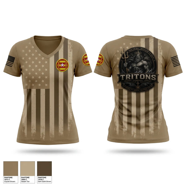Womens Short Sleeve Vneck Shirt, 466th Seaport Operations Company, Army, Teamtime, Team time, sublimation, custom sports apparel, team uniforms, spirit wear, spiritwear, sports uniforms, custom shirts, team store, custom team store, fundraiser sports, apparel fundraiser