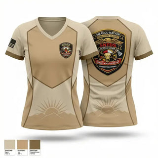 Womens Short Sleeve Vneck Shirt, Sicangu Nation Tribal Defense Solutions Emergency Medical Response Unit (SNTDS‑EMRU), EMS/EMT, Teamtime, Team time, sublimation, custom sports apparel, team uniforms, spirit wear, spiritwear, sports uniforms, custom shirts, team store, custom team store, fundraiser sports, apparel fundraiser