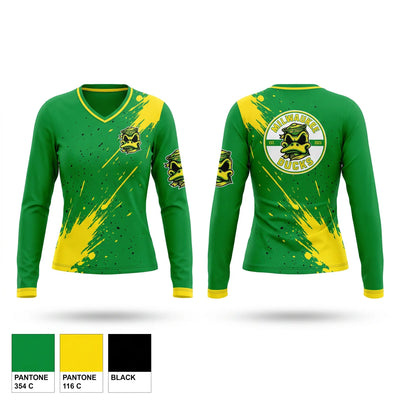Mke Ducks Women's Long Sleeve V-neck Shirt - 1