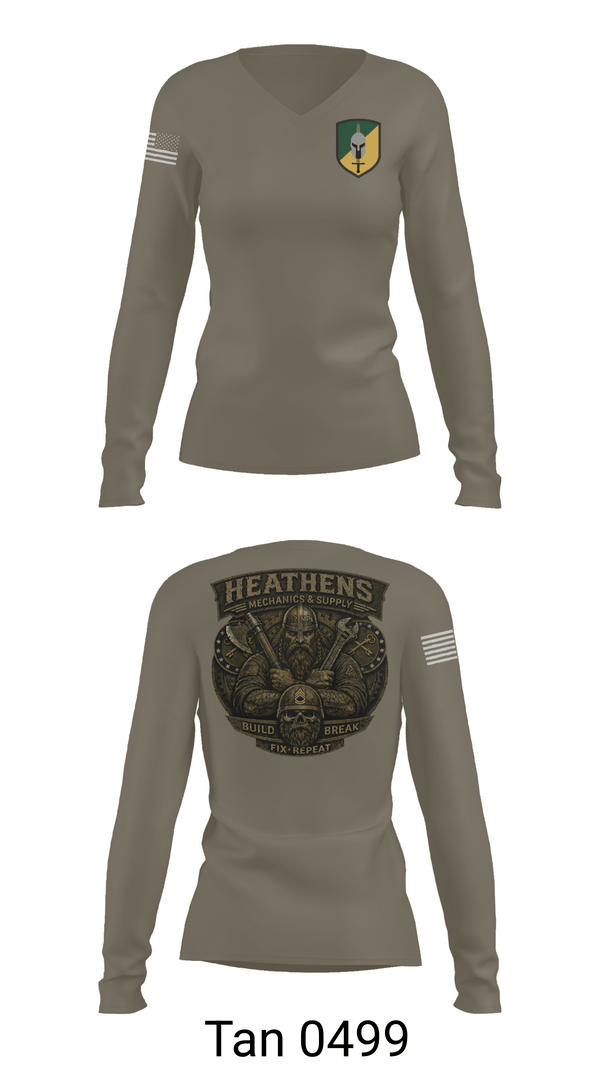 Womens Long Sleeve Vneck Shirt, 152 mp co, Army, Teamtime, Team time, sublimation, custom sports apparel, team uniforms, spirit wear, spiritwear, sports uniforms, custom shirts, team store, custom team store, fundraiser sports, apparel fundraiser