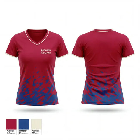 Womens Short Sleeve Vneck Shirt, Lincoln County, Men's Basketball, Teamtime, Team time, sublimation, custom sports apparel, team uniforms, spirit wear, spiritwear, sports uniforms, custom shirts, team store, custom team store, fundraiser sports, apparel fundraiser
