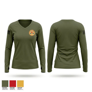 Womens Long Sleeve Vneck Shirt, 6th Motor Transport Battalion (6th MTBN), Marines, Teamtime, Team time, sublimation, custom sports apparel, team uniforms, spirit wear, spiritwear, sports uniforms, custom shirts, team store, custom team store, fundraiser sports, apparel fundraiser