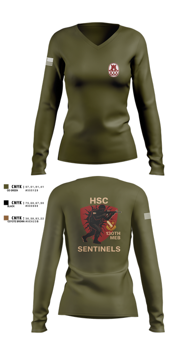 HSC 130th MEB 16353532 Women's Long Sleeve V-neck Shirt - 2 (1)