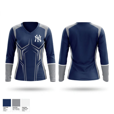 Yankees Women's Long Sleeve V-neck Shirt - 1