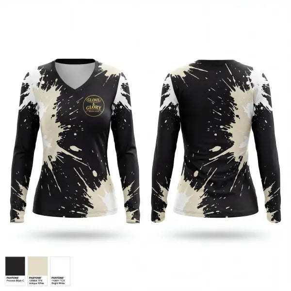 Womens Long Sleeve Vneck Shirt, Glove & Glory, Bowling, Teamtime, Team time, sublimation, custom sports apparel, team uniforms, spirit wear, spiritwear, sports uniforms, custom shirts, team store, custom team store, fundraiser sports, apparel fundraiser