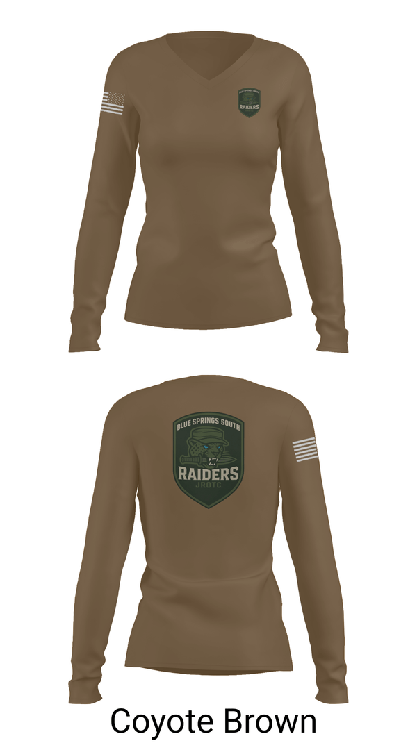 Womens Long Sleeve Vneck Shirt, BSS JROTC, , Teamtime, Team time, sublimation, custom sports apparel, team uniforms, spirit wear, spiritwear, sports uniforms, custom shirts, team store, custom team store, fundraiser sports, apparel fundraiser
