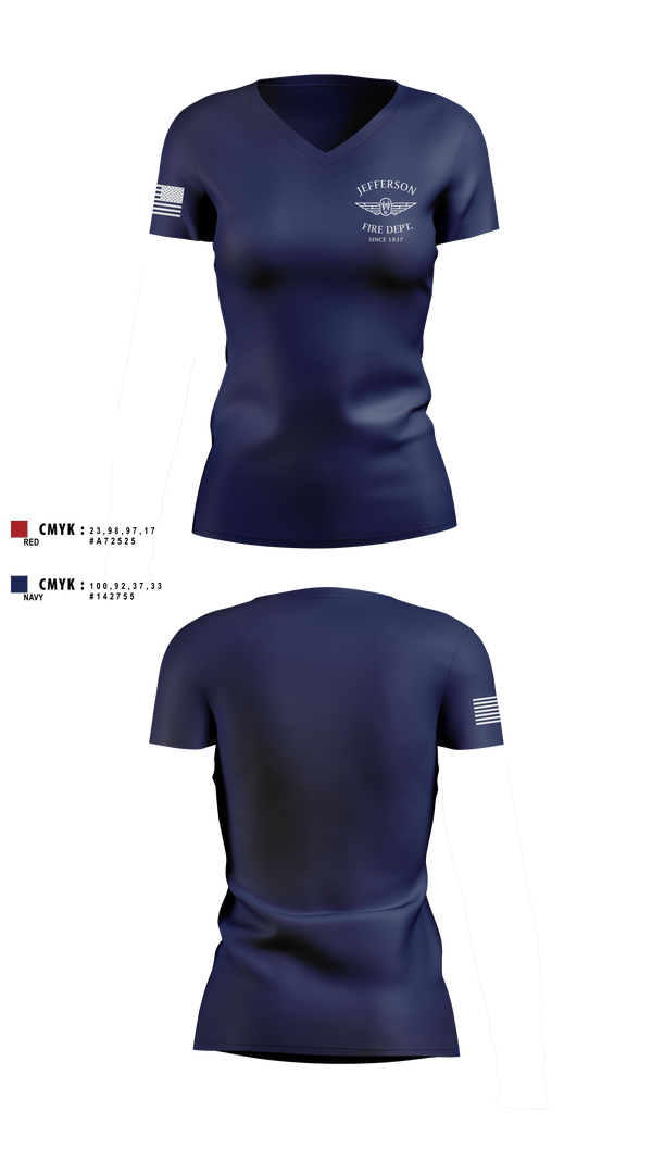 Womens Short Sleeve Vneck Shirt, Jefferson vol Fire Dept, Fire Department, Teamtime, Team time, sublimation, custom sports apparel, team uniforms, spirit wear, spiritwear, sports uniforms, custom shirts, team store, custom team store, fundraiser sports, apparel fundraiser