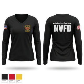 Womens Long Sleeve Vneck Shirt, Nolichuckey Fire Rescue, Fire Department, Teamtime, Team time, sublimation, custom sports apparel, team uniforms, spirit wear, spiritwear, sports uniforms, custom shirts, team store, custom team store, fundraiser sports, apparel fundraiser