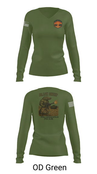 Womens Long Sleeve Vneck Shirt, 4th Assault Amphibian Battalion, Company B, , Teamtime, Team time, sublimation, custom sports apparel, team uniforms, spirit wear, spiritwear, sports uniforms, custom shirts, team store, custom team store, fundraiser sports, apparel fundraiser
