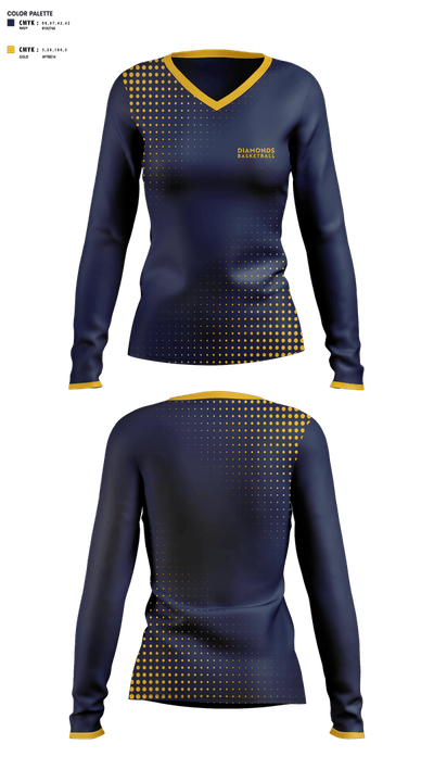 DIAMONDS 49682025 Women's Long Sleeve V-neck Shirt - 1