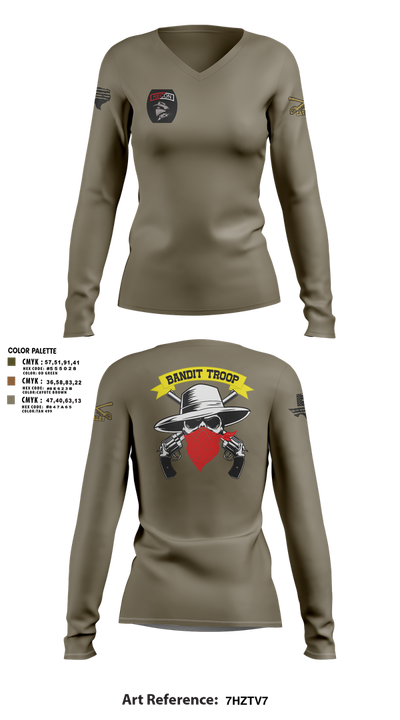 6-9 bandit troop 98315897 Women's Long Sleeve V-neck Shirt - 3