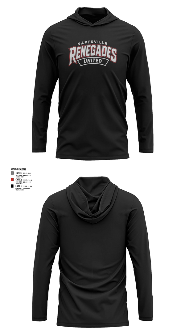 Long Sleeve hooded sunshirt, Naperville Renegades, Baseball, Teamtime, Team time, sublimation, custom sports apparel, team uniforms, spirit wear, spiritwear, sports uniforms, custom shirts, team store, custom team store, fundraiser sports, apparel fundraiser