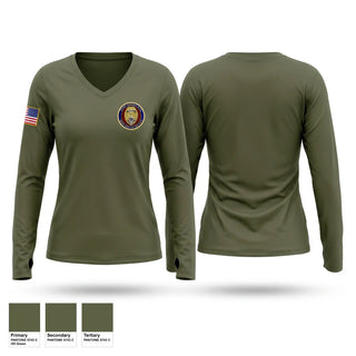 Womens Long Sleeve Vneck Shirt, Security Battalion ( Provost Marshals Office), Marines, Teamtime, Team time, sublimation, custom sports apparel, team uniforms, spirit wear, spiritwear, sports uniforms, custom shirts, team store, custom team store, fundraiser sports, apparel fundraiser