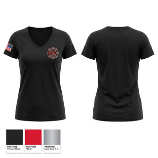 Womens Short Sleeve Vneck Shirt, Indian Harbor Volunteer Fire Department, Fire Department, Teamtime, Team time, sublimation, custom sports apparel, team uniforms, spirit wear, spiritwear, sports uniforms, custom shirts, team store, custom team store, fundraiser sports, apparel fundraiser