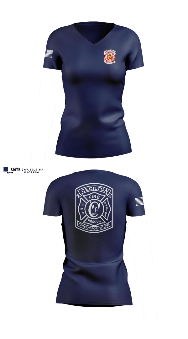 Cecilton Volunteer Fire Company Women's Short Sleeve V-neck Shirt - 11
