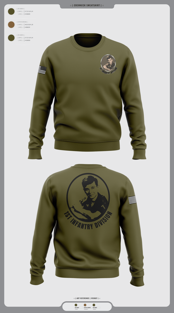 Crew Neck Sweatshirt, 1st Infantry Division, , Teamtime, Team time, sublimation, custom sports apparel, team uniforms, spirit wear, spiritwear, sports uniforms, custom shirts, team store, custom team store, fundraiser sports, apparel fundraiser